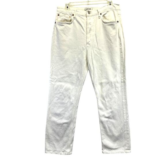 AGOLDE for Anthropologie Denim - Agolde JEANS Riley High Rise Crop Button Fly Size 30 Distressed Pocket‎ EUC